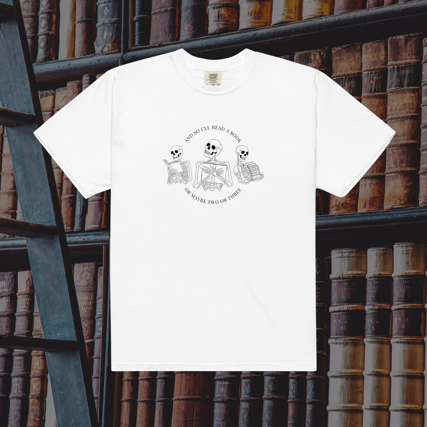 Literary Skeletons Comfort Colors Tee | White