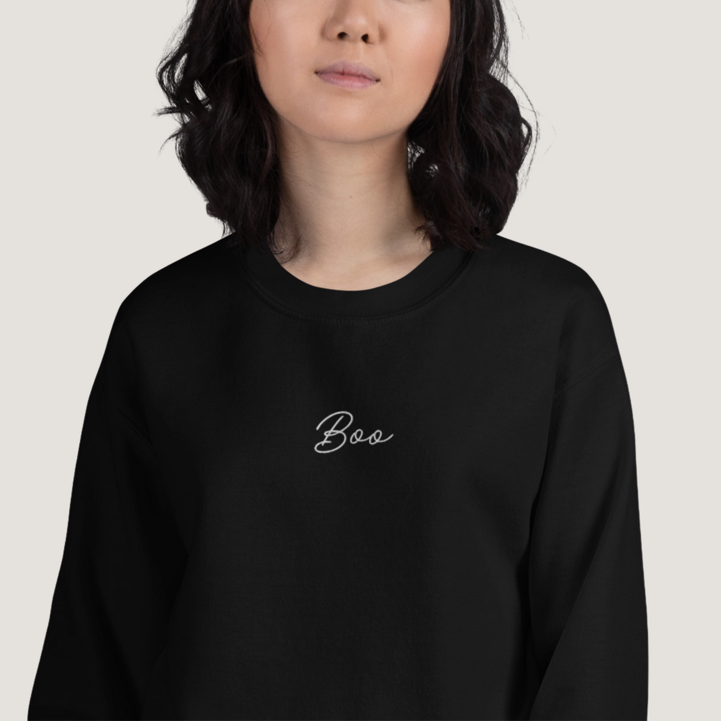 Embroidered Boo Crewneck | Black