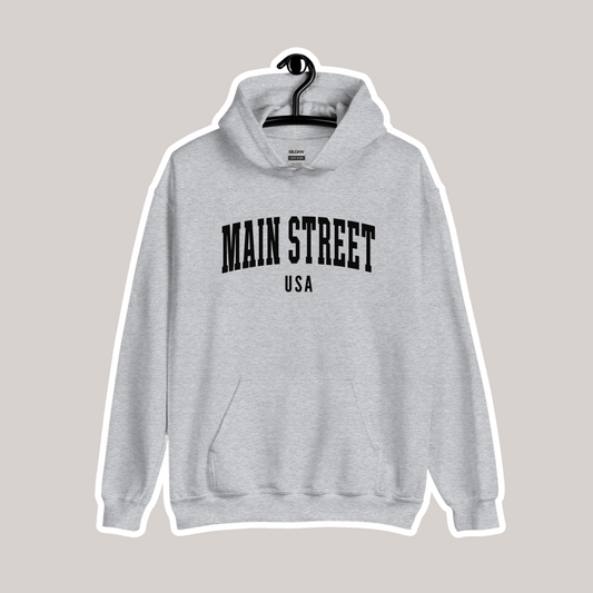 Main Street USA Hoodie | Sport Gray (Black Print)