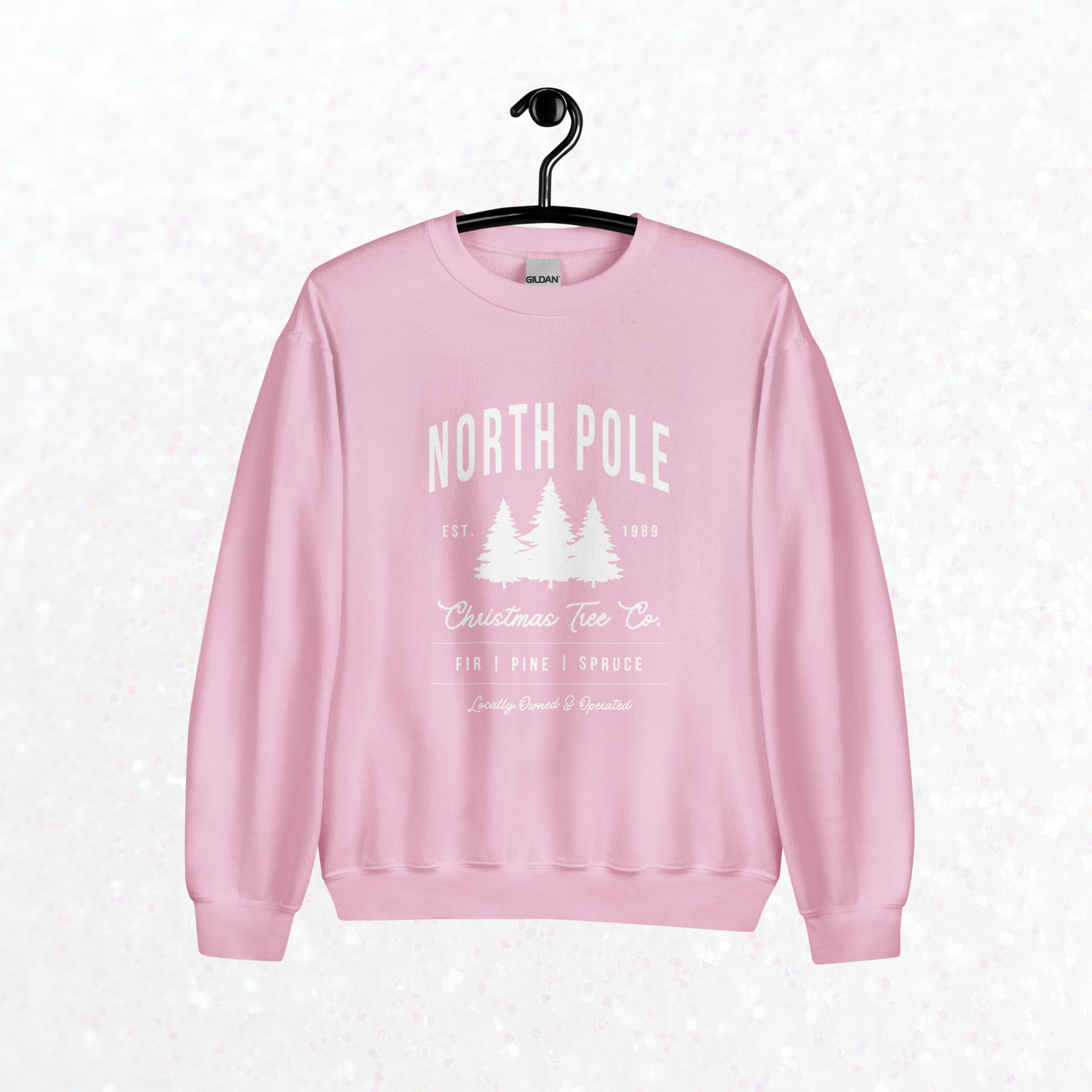 North Pole Christmas Tree Co. Crewneck | Light Pink