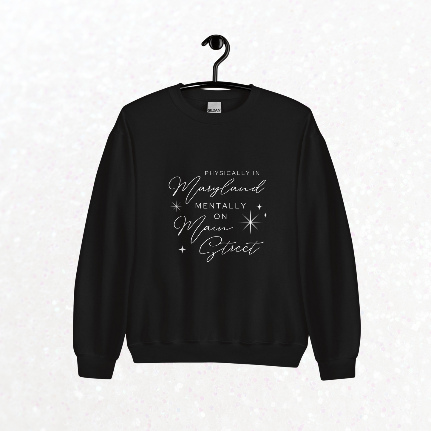 Mentally on Main Crewneck, Maryland | Black