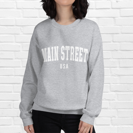 Main Street USA Crewneck | Sport Gray (White Print)
