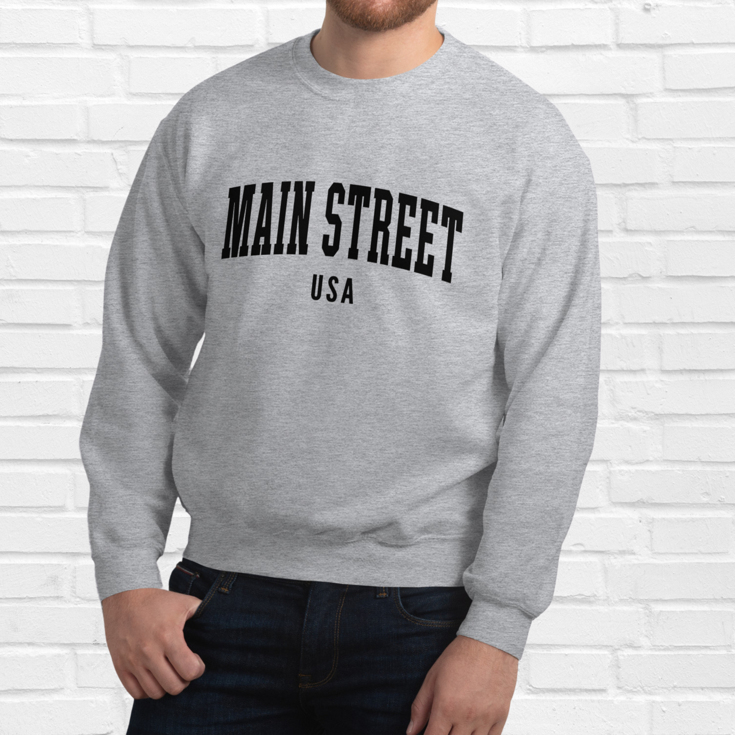 Main Street USA Crewneck | Sport Gray (Black Print)