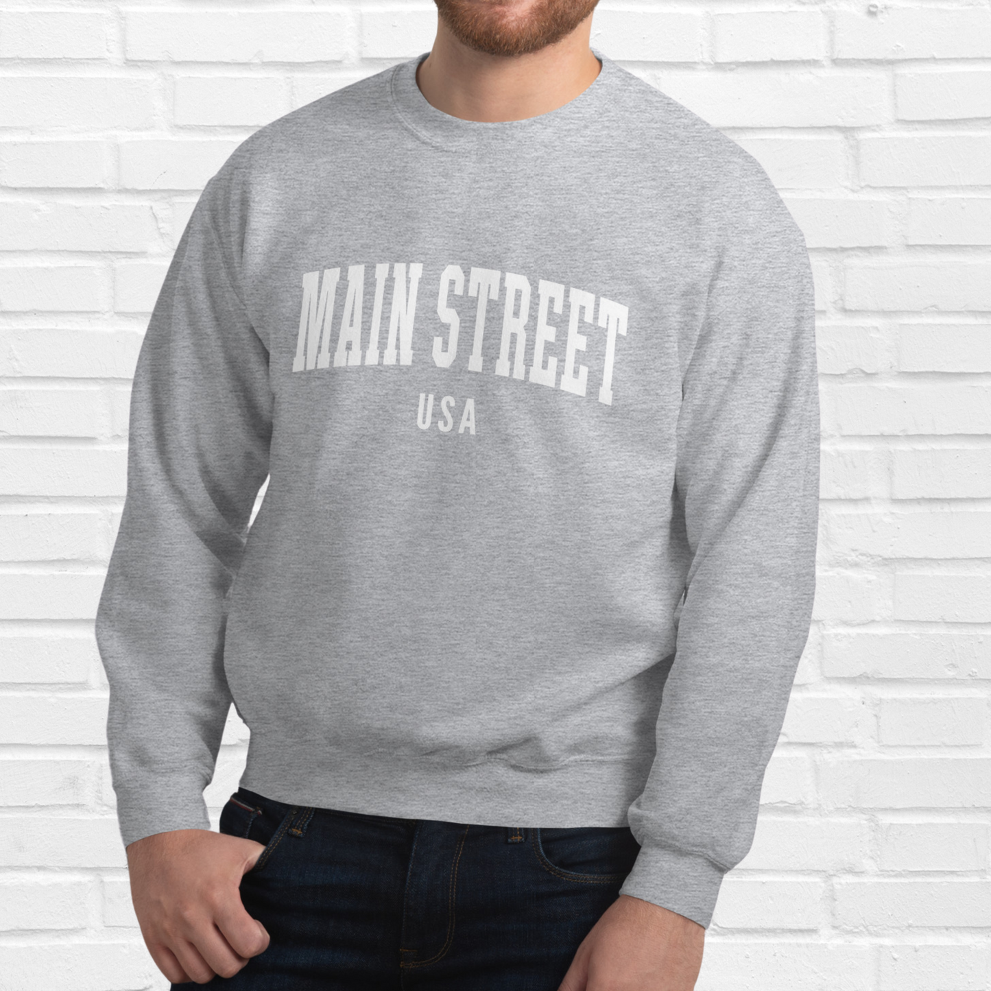 Main Street USA Crewneck | Sport Gray (White Print)