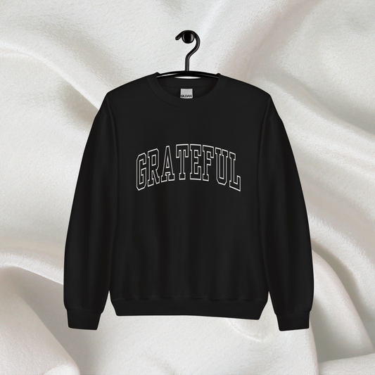 Varsity Grateful Crewneck | Black (White Print)