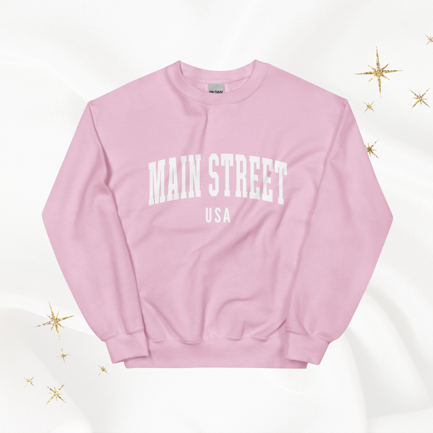 Main Street USA Crewneck | Light Pink (White Print)