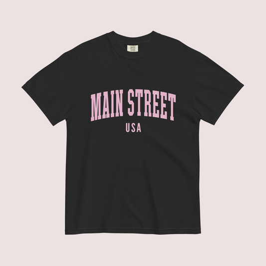 Main Street USA Comfort Colors T-shirt | Black (Pink Print)
