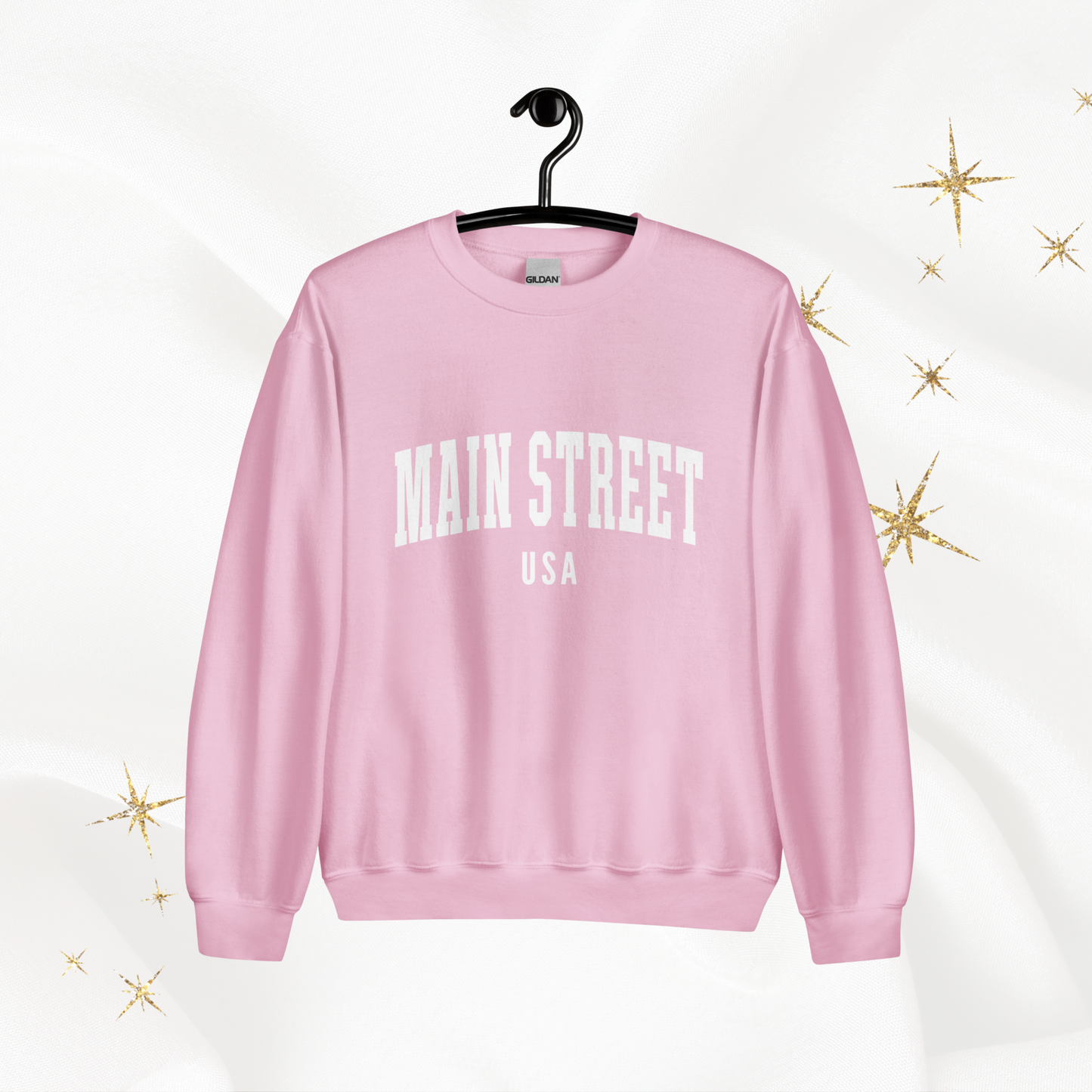 Main Street USA Crewneck | Light Pink (White Print)