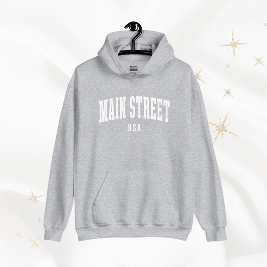 Main Street USA Hoodie | Sport Gray (White Print)