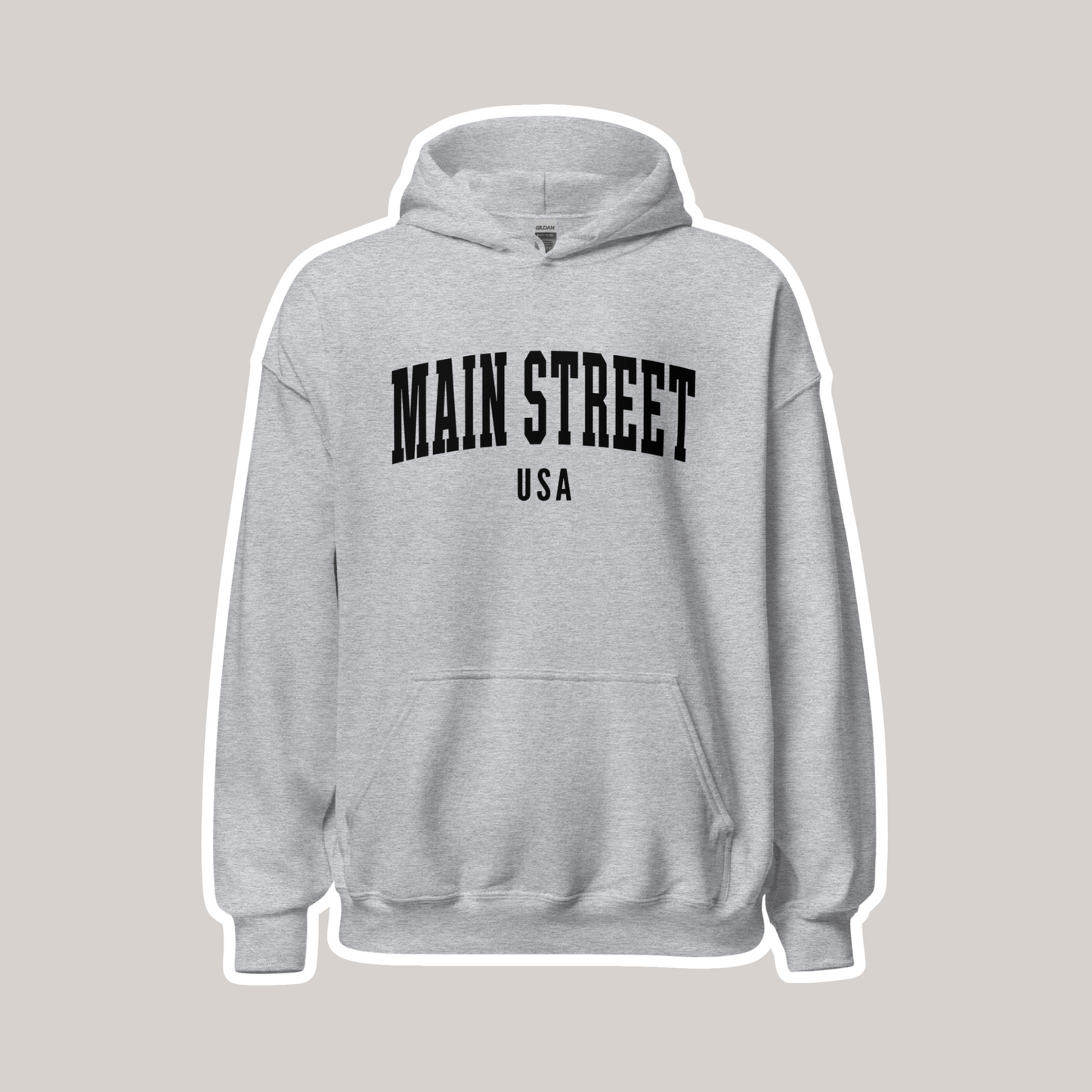Main Street USA Hoodie | Gray (Black Print)