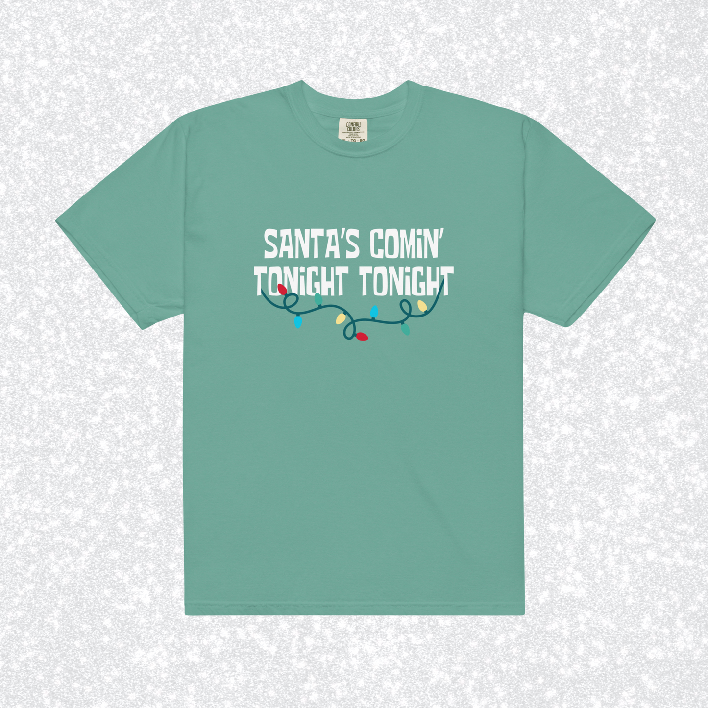 Santa's Comin' Comfort Colors Tee | Seafoam