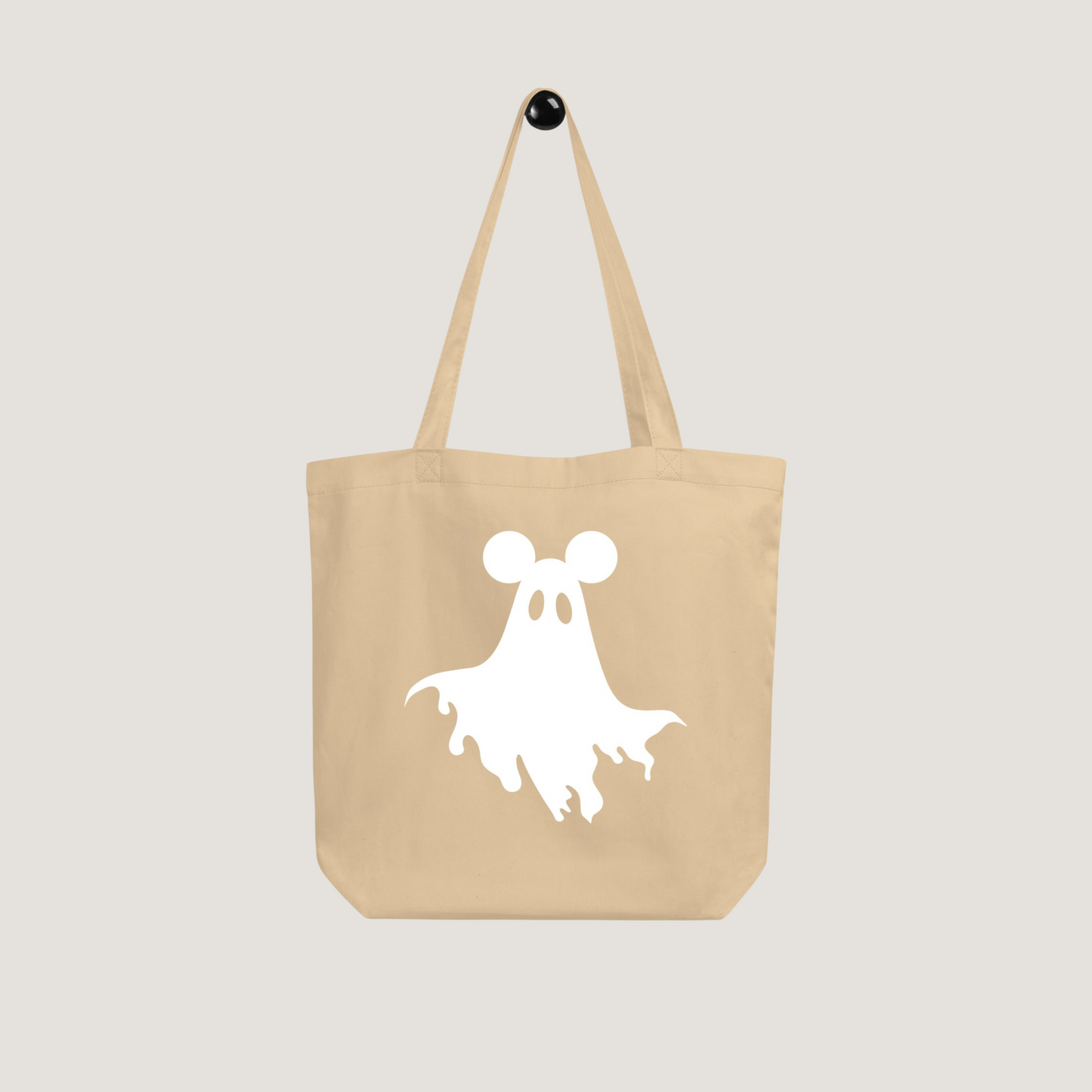 Ghost Mouse Organic Tote | Tan, White Print