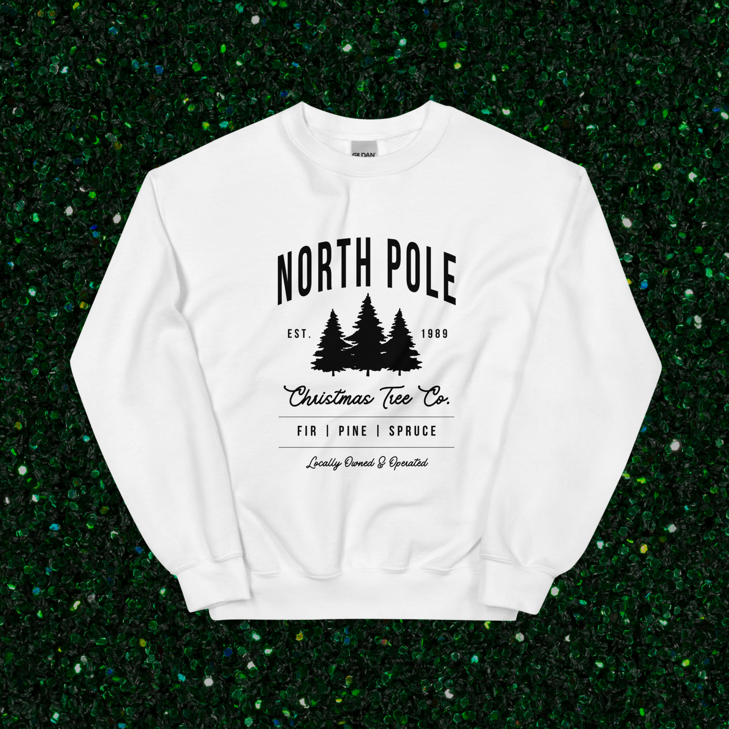 North Pole Christmas Tree Co. Crewneck | White