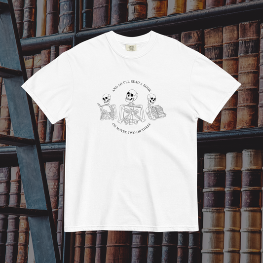 Literary Skeletons Comfort Colors Tee | White