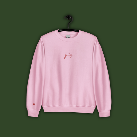 Embroidered Jolly Crewneck | Light Pink