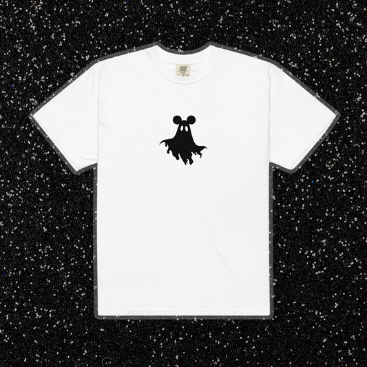 Mouse Ears Ghost Tee | White, Black Print