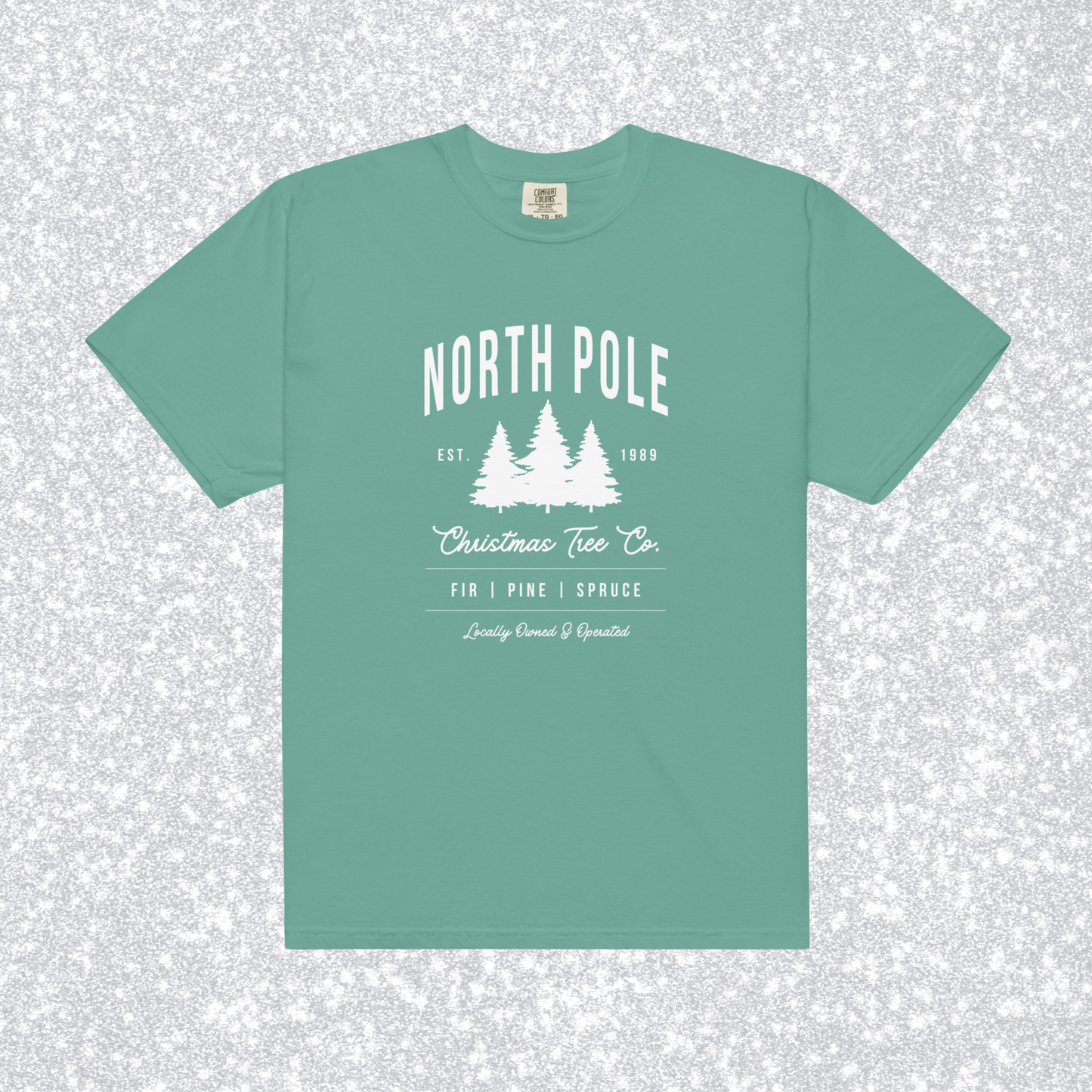 North Pole Christmas Tree Co. Comfort Colors Tee | Seafoam