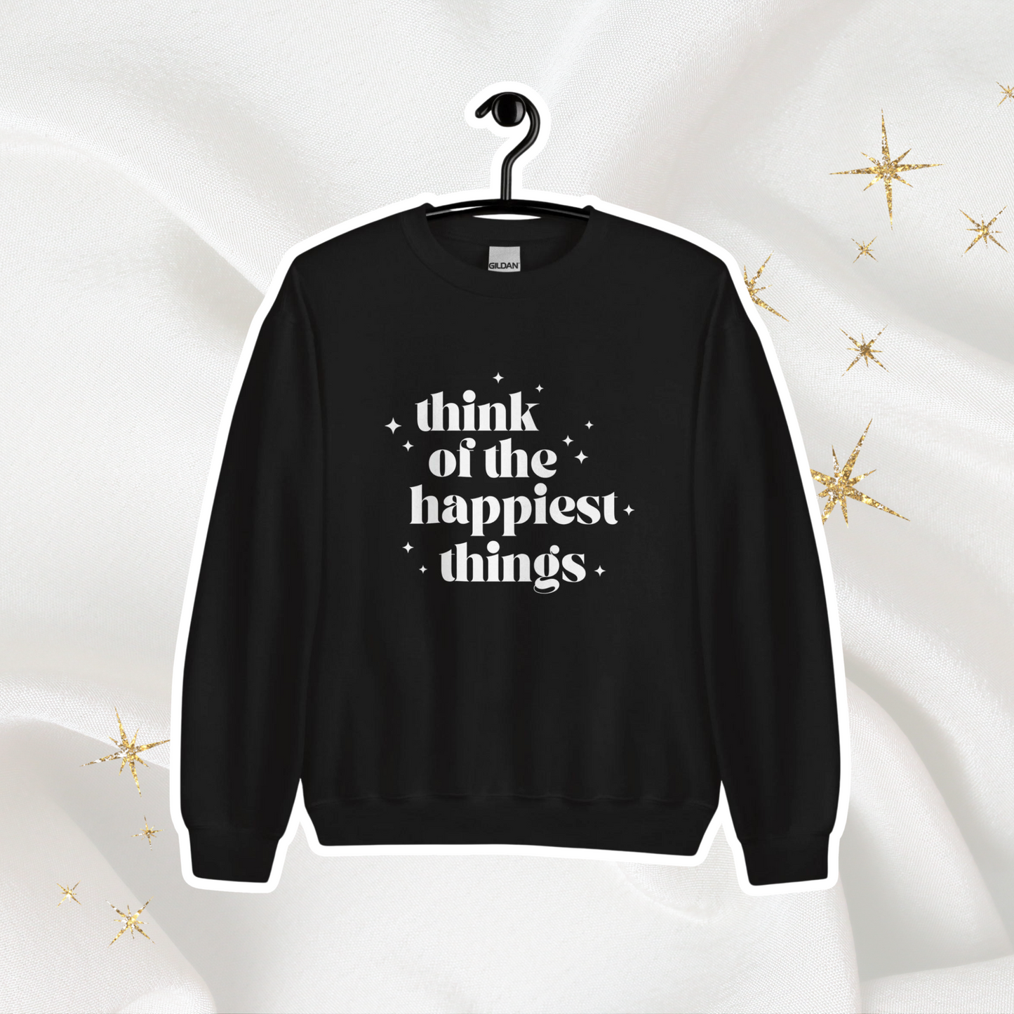 Think of the Happiest Things Crewneck | Black