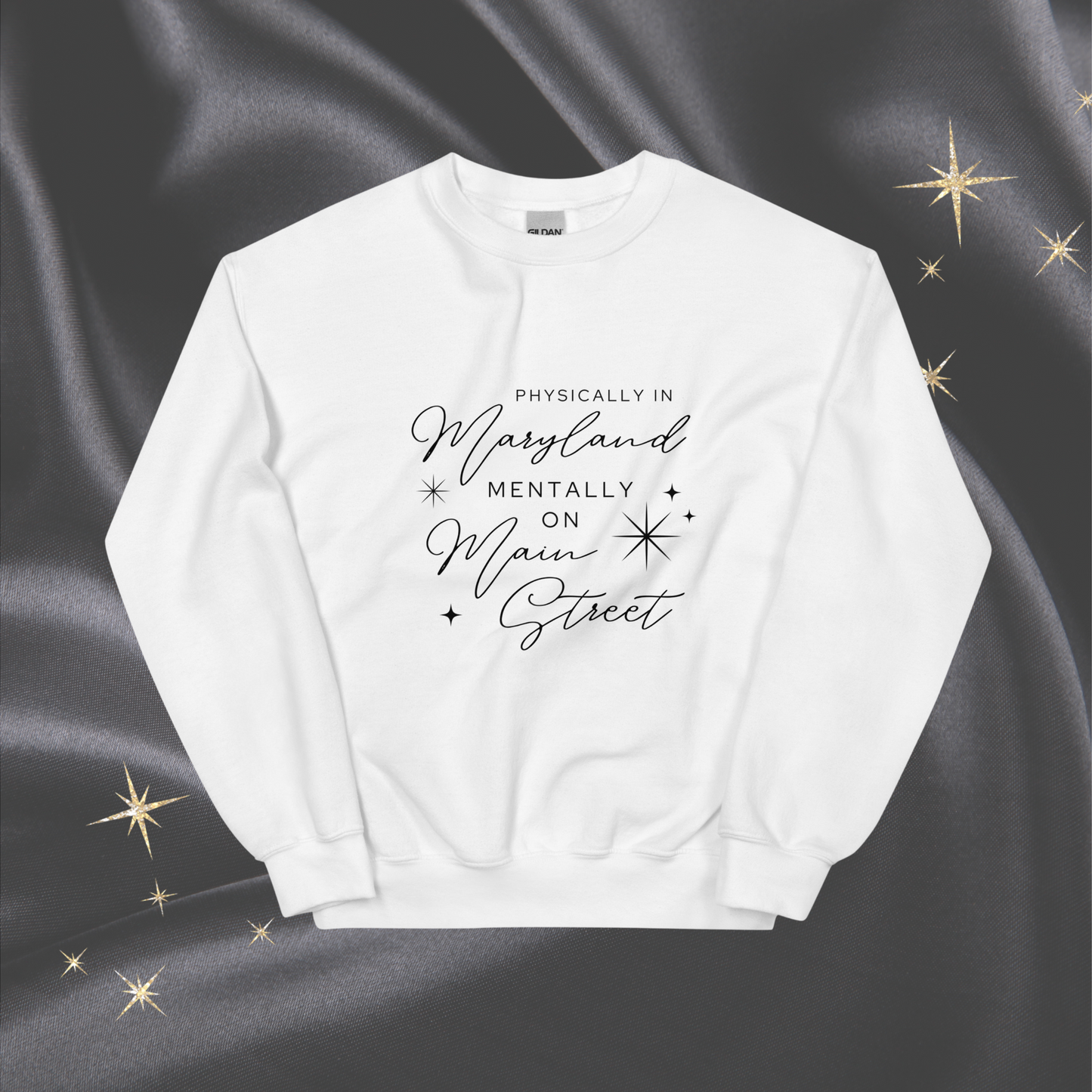 Mentally on Main Crewneck, Maryland | White