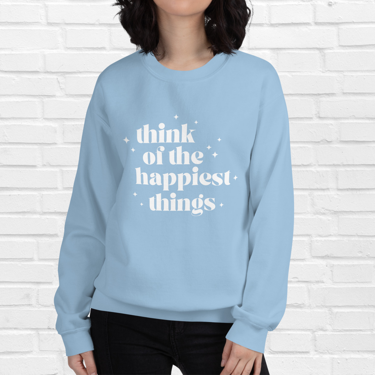 Think of the Happiest Things Crewneck | Light Blue