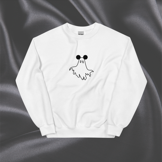 Mouse Ears Ghost Crewneck | White, Outline