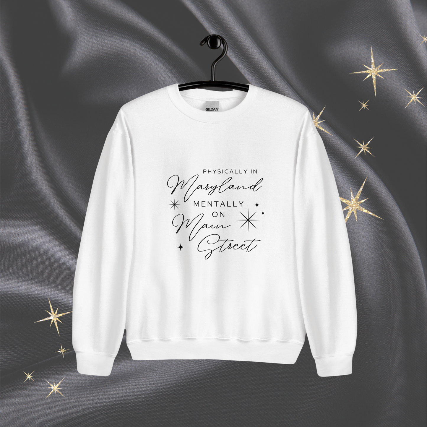 Mentally on Main Crewneck, Maryland | White