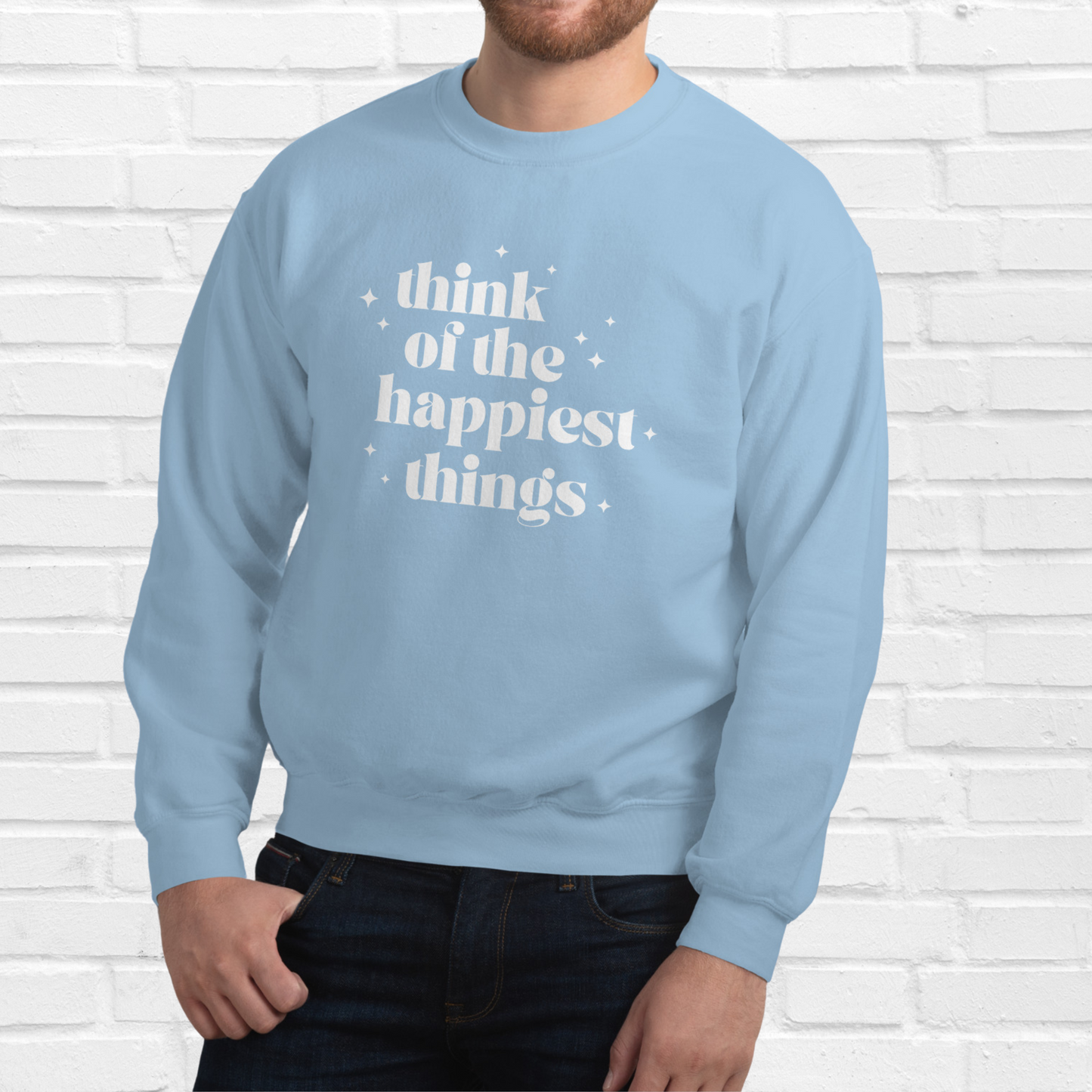 Think of the Happiest Things Crewneck | Light Blue