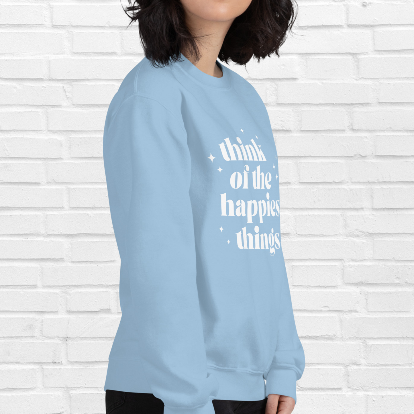 Think of the Happiest Things Crewneck | Light Blue