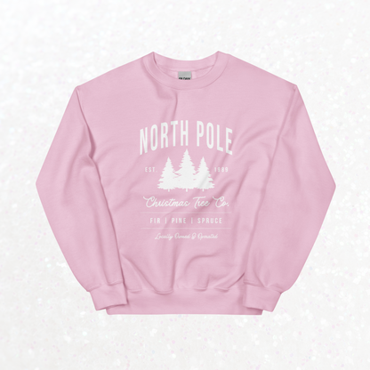 North Pole Christmas Tree Co. Crewneck | Light Pink