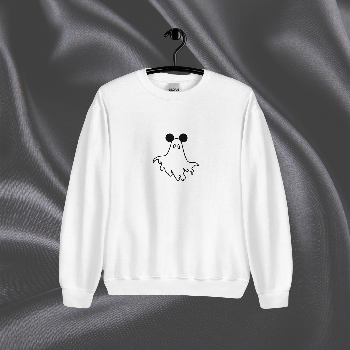 Mouse Ears Ghost Crewneck | White, Outline