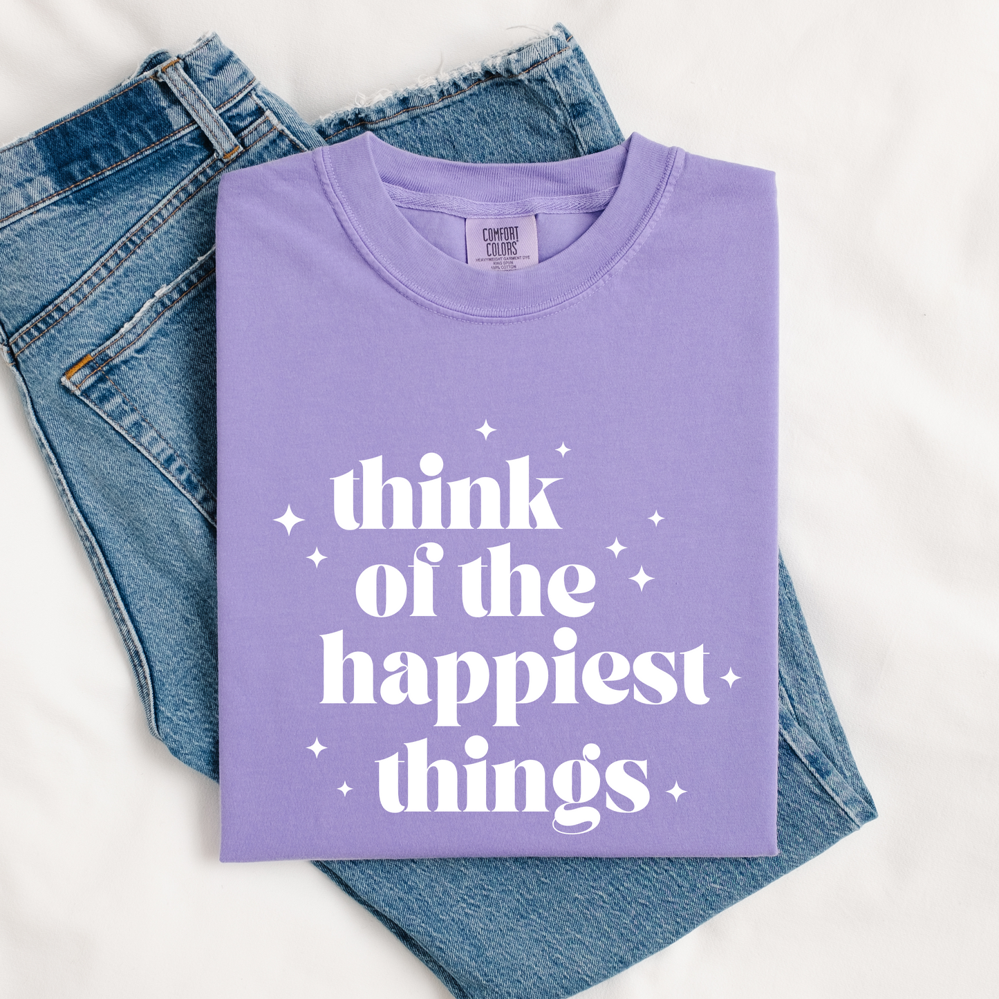 Think of the Happiest Things Comfort Colors Tee | Violet