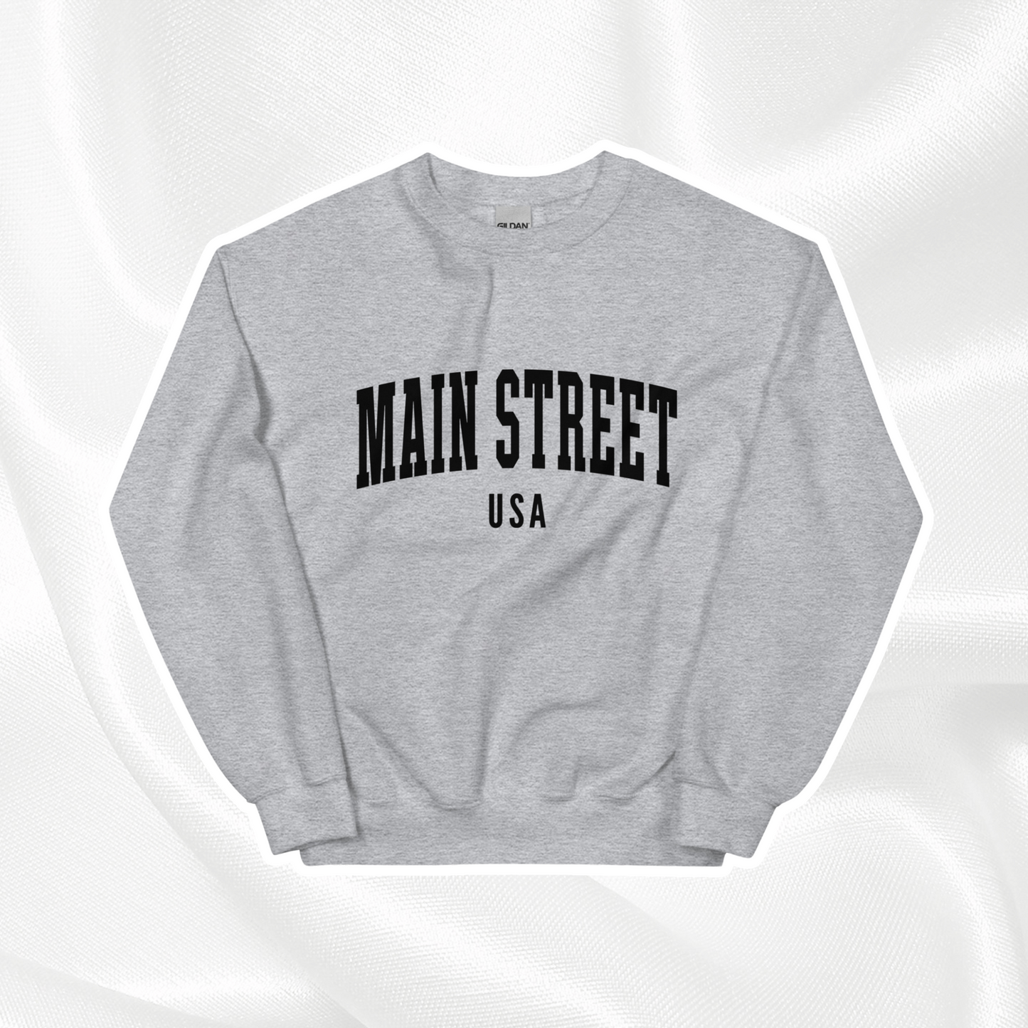 Main Street USA Crewneck | Gray (Black Print)