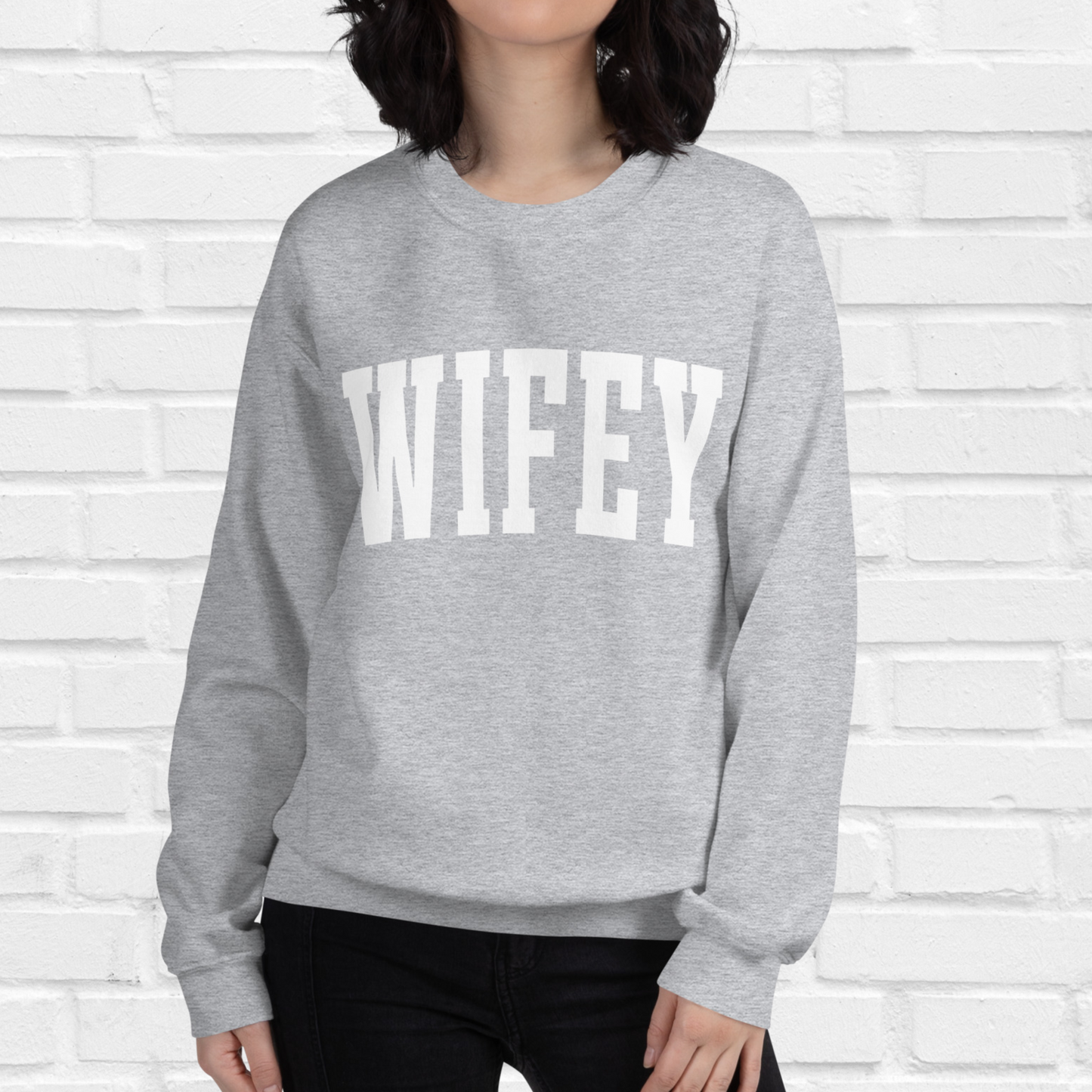 Varsity Wifey Crewneck | Sport Gray