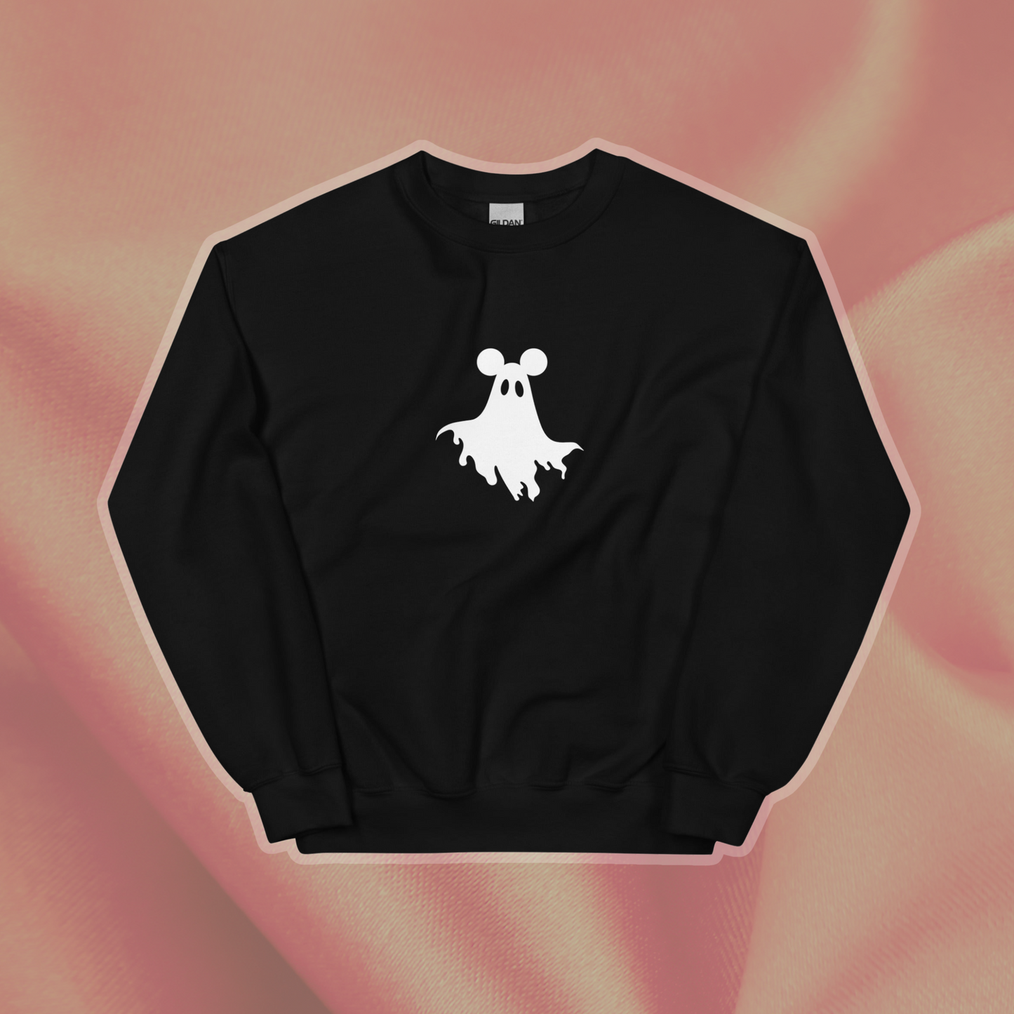 Mouse Ears Ghost Crewneck | Black, White Print