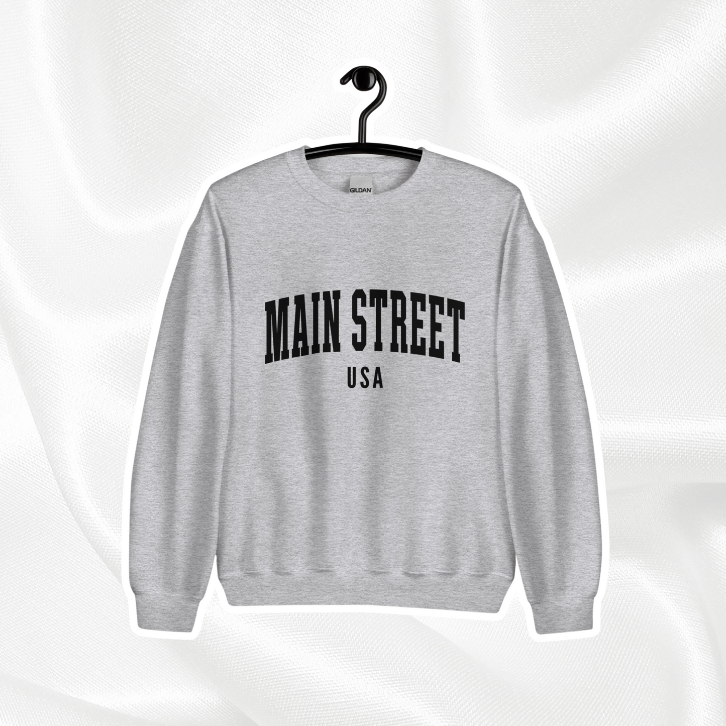 Main Street USA Crewneck | Gray (Black Print)