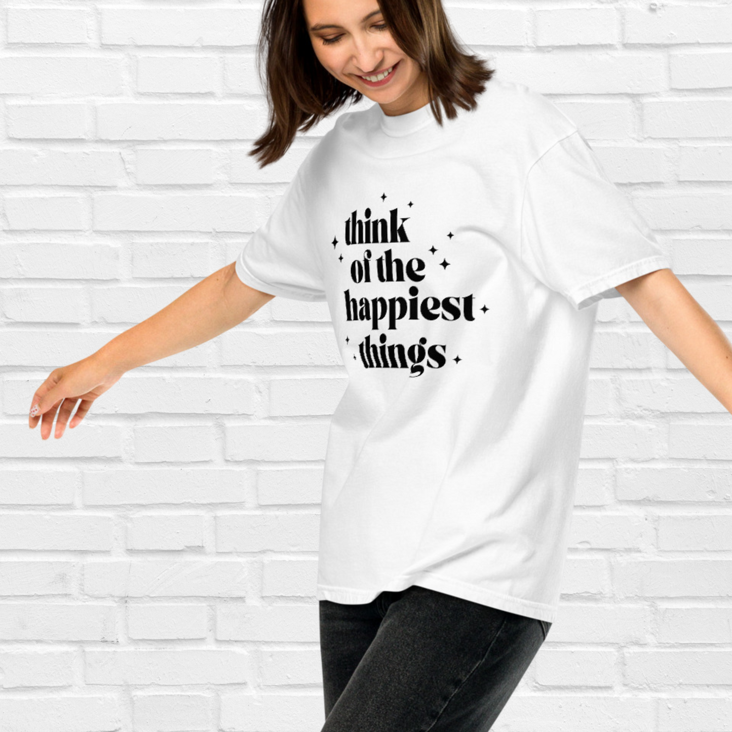 Think of the Happiest Things Comfort Colors Tee | White