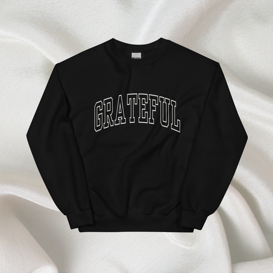 Varsity Grateful Crewneck | Black (White Print)