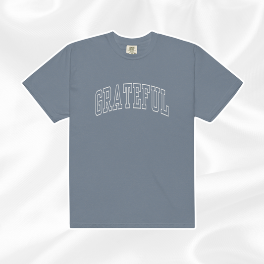 Varsity Grateful Comfort Colors Tee | Blue Jean