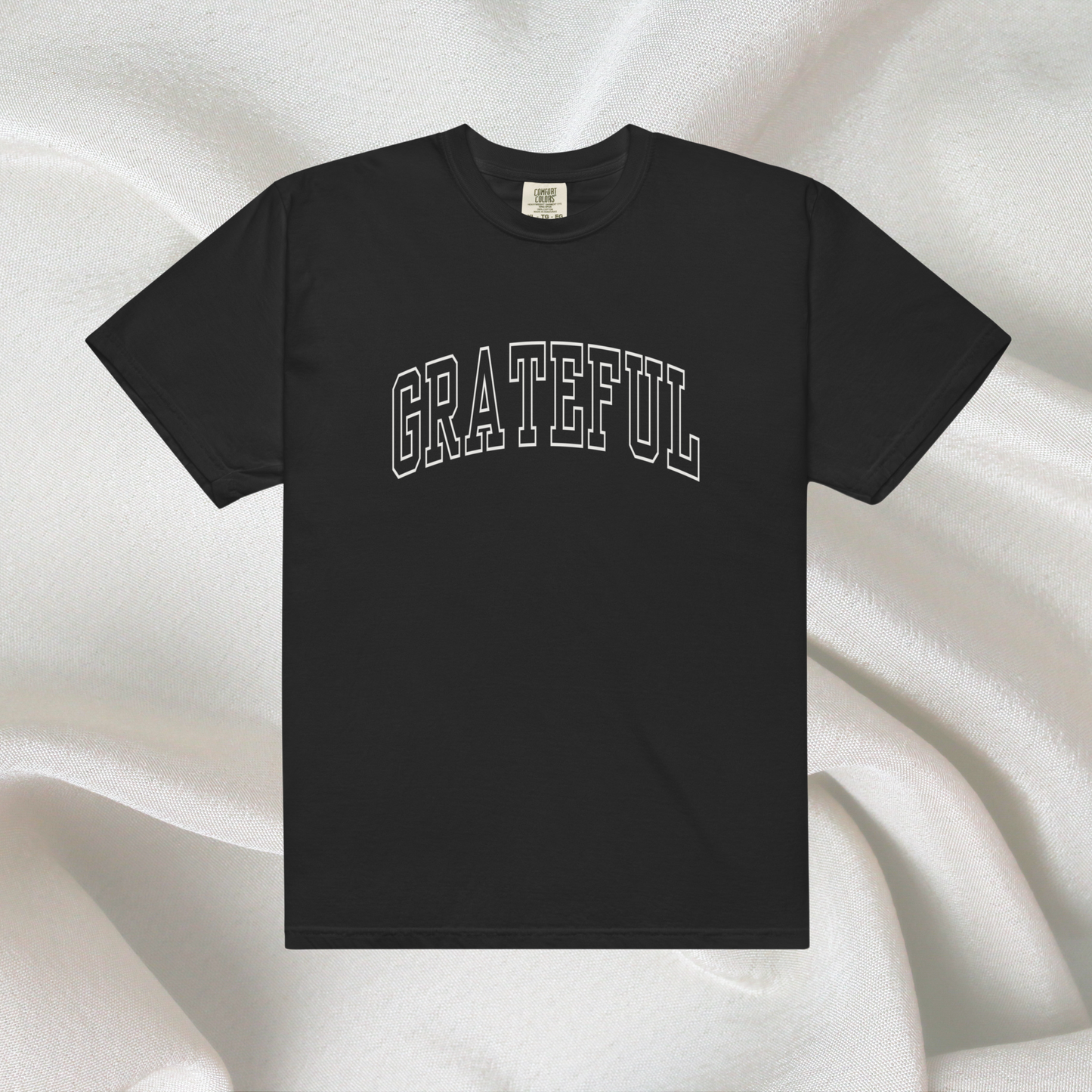 Varsity Grateful Comfort Colors Tee | Black (White Print)