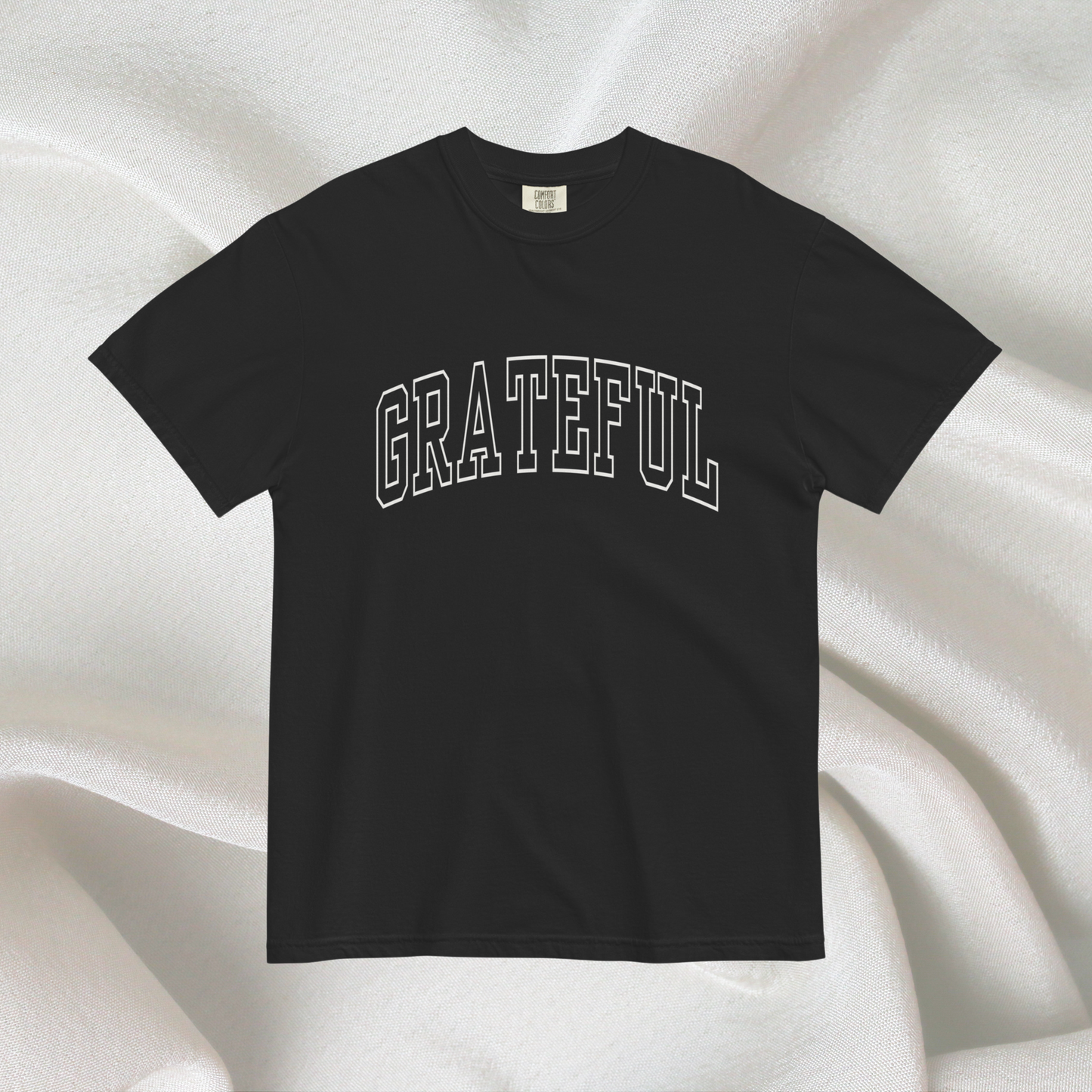 Varsity Grateful Comfort Colors Tee | Black (White Print)