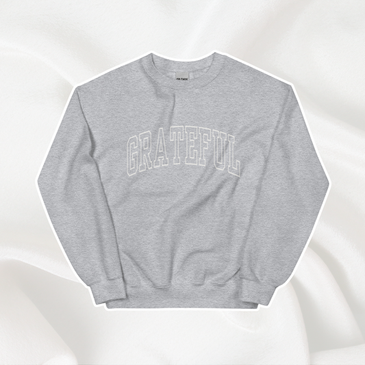 Varsity Grateful Crewneck | Sport Gray (White Print)