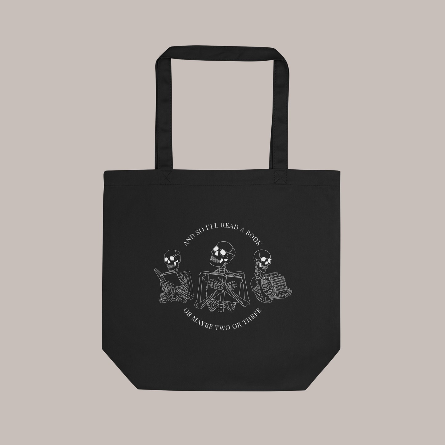 Literary Skeletons Organic Tote Bag | Black