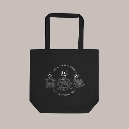 Literary Skeletons Organic Tote Bag | Black
