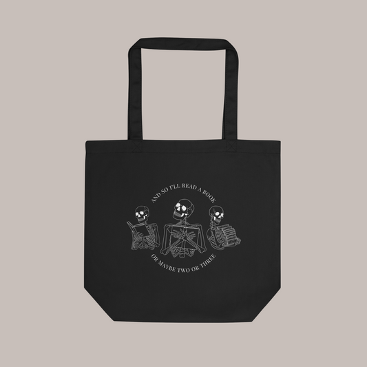 Literary Skeletons Organic Tote Bag | Black