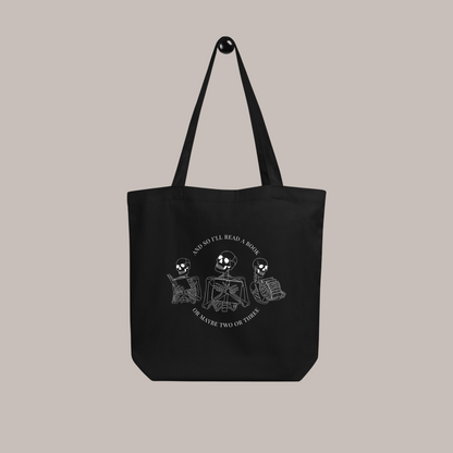 Literary Skeletons Organic Tote Bag | Black