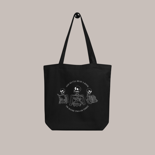 Literary Skeletons Organic Tote Bag | Black