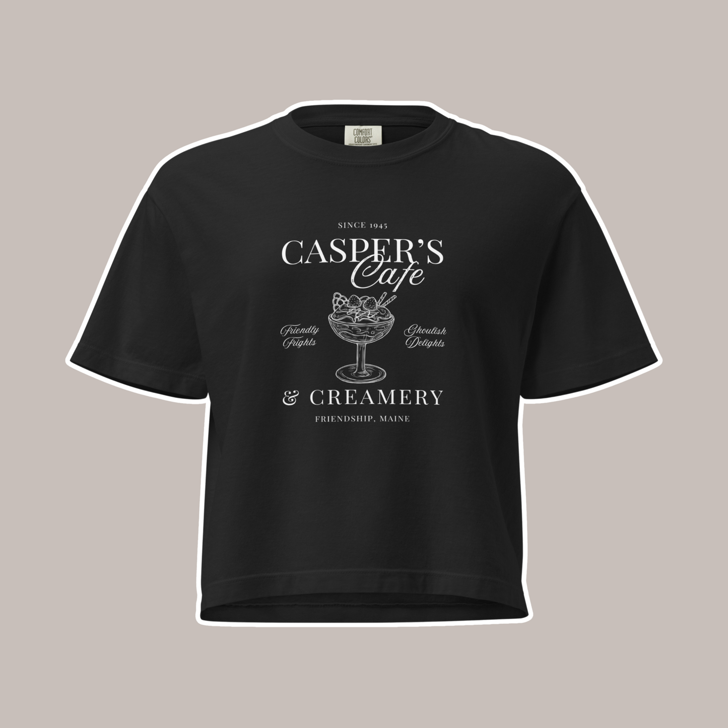 Casper's Cafe Comfort Colors Crop Tee | Black
