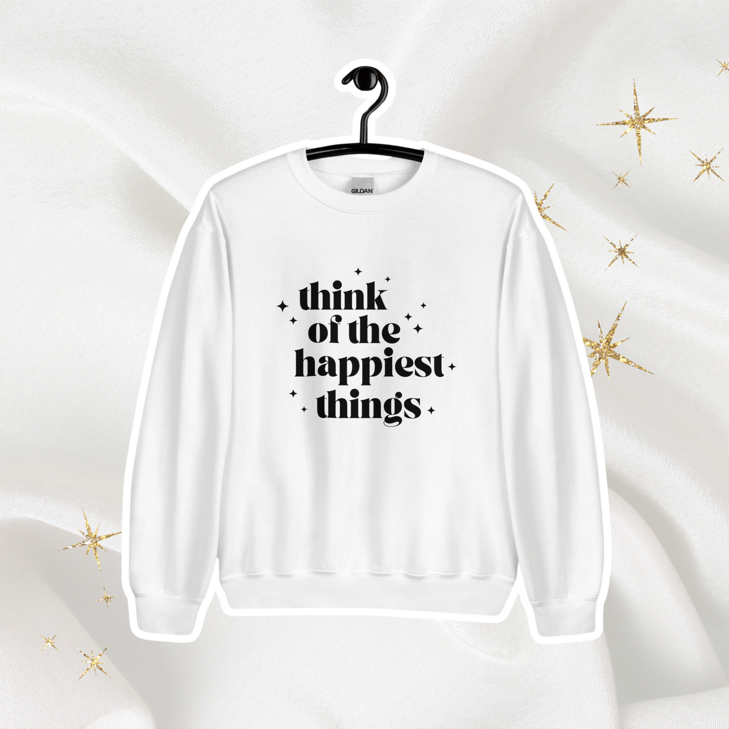 Think of the Happiest Things Crewneck | White