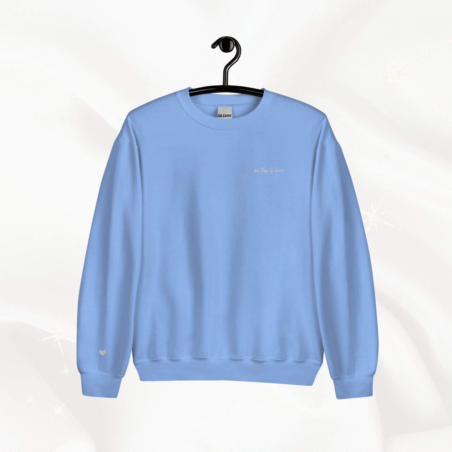 So This is Love Embroidered Crewneck | Carolina Blue