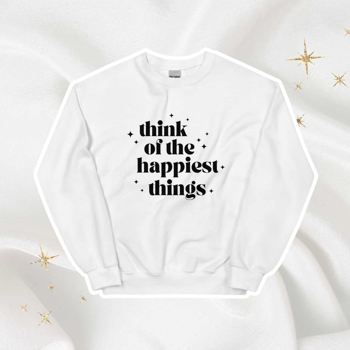 Think of the Happiest Things Crewneck | White